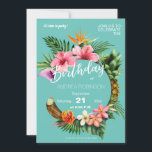 Invitation Tropical Hawaiian Floral fête d'anniversaire Turqu<br><div class="desc">Amusez-vous dans l'ambiance d'un mariage de plage ou d'une fête de scène avec cette Invitation de fête d'anniversaire Tropical Hawaiian Floral Coconut. Cette invitation a un arrière - plan noir. Voir notre Hawaiian Tropical Invitation Suite pour d'autres couleurs arrière - plans.</div>