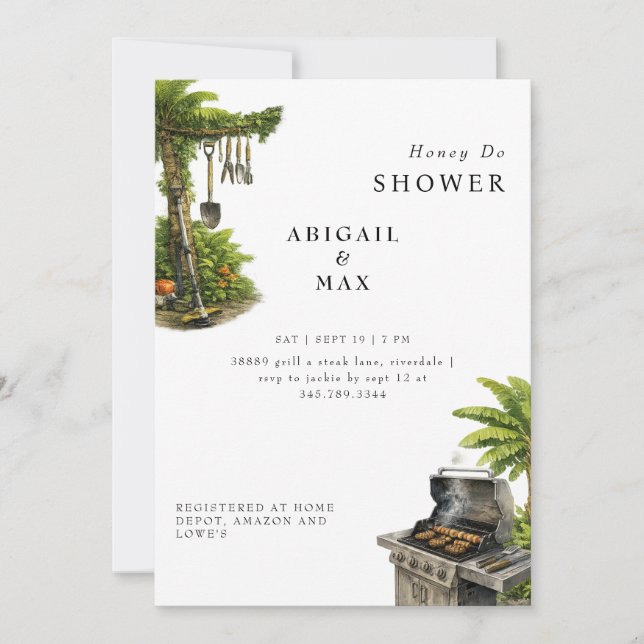 Invitation Tropical Honey Do Outils de douche pour couples (Devant)