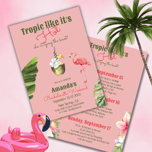 Invitation Tropical Hot Pink Palm Springs Bachelorette Party
