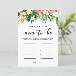 Invitation Tropical How Old Was the Mom-to-be Game Card