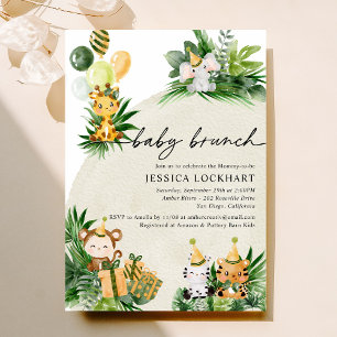 Invitation Tropical Jungle Animal Safari Party Baby Brunch