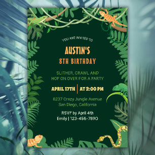 Invitation Tropical Jungle Reptile Anniversaire de enfant Par