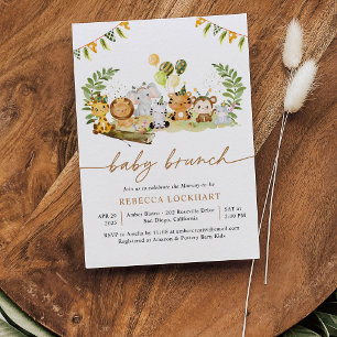 Invitation Tropical Jungle Safari Animaux Baby Brunch