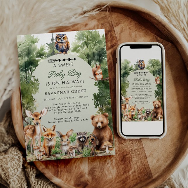 Invitation Tropical Jungle Safari Animaux Baby showers Garçon (Créateur téléchargé)