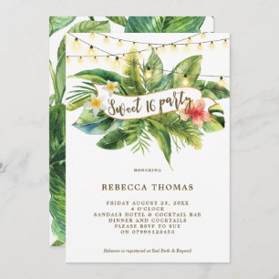 Invitation Tropical jungle sweet 16 fêtes