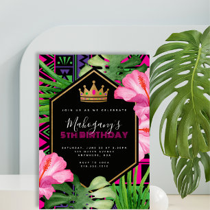 Invitation Tropical Kente African Princess Anniversaire