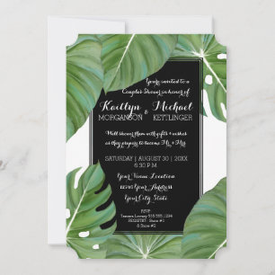 Invitation Tropical Leaf Foliage Beach moderne Couples Douche