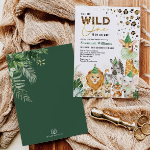 Invitation Tropical Leaves Safari Party Animals Baby Shower
