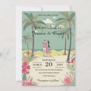 Invitation Tropical Love Story Mariage d'été