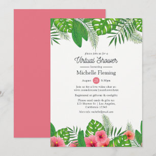 Invitation Tropical Luau Fête Virtuelle de Mariage ou de Nais