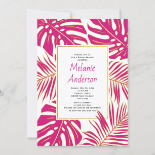 Invitation Tropical magenta feuille mariage douche nuptiale