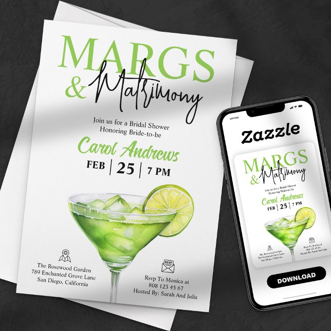 Invitation Tropical Margs & Matrimony Enterrement de Vie de J (Créateur téléchargé)