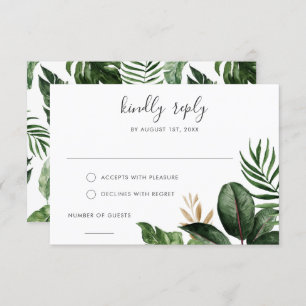 Invitation Tropical Moderne Palm Caoutchouc Arbre Or Feuille
