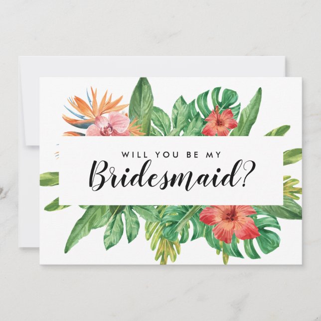 Invitation Tropical Moderne Serez-Vous Mon Mariage D'Épouse (Devant)