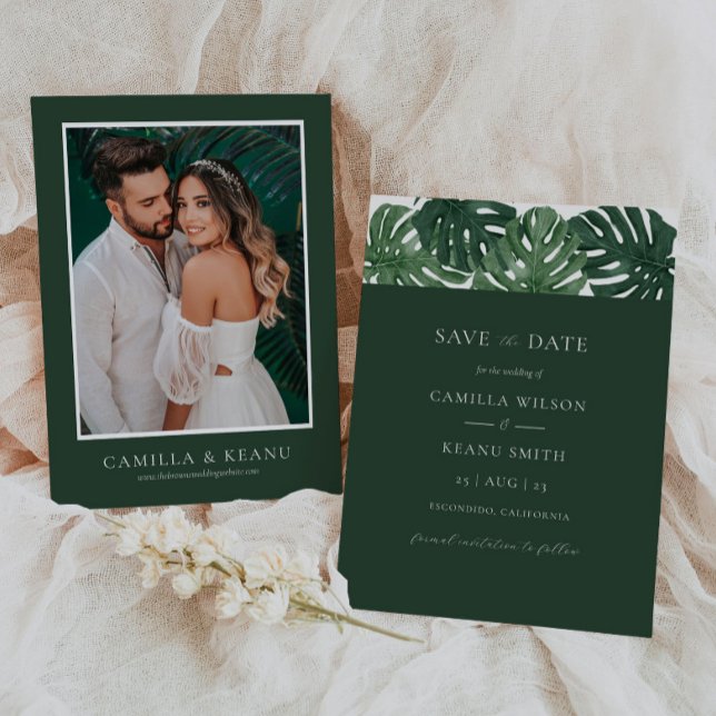 Invitation Tropical Monstera Wedding Save the Date (Créateur téléchargé)