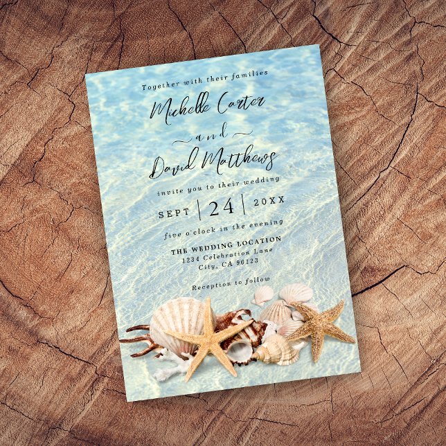 Invitation Tropical Ocean Beach Seashell Mariage (Créateur téléchargé)