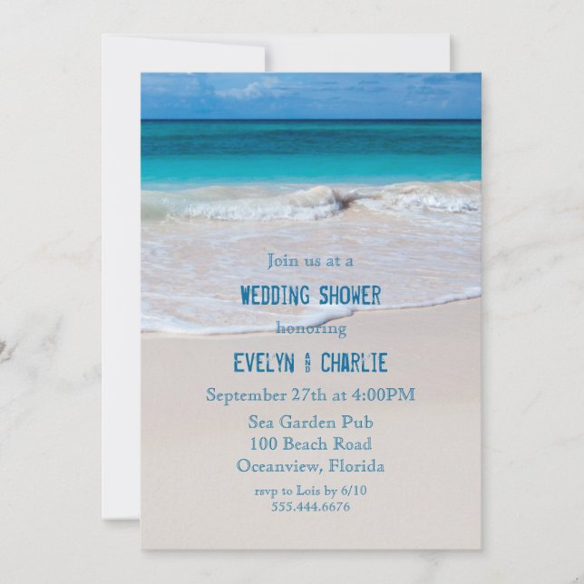 Invitation Tropical Ocean Water Beach Mariage Douche Invitati (Devant)