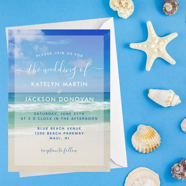 Invitation Tropical Ocean Waves Photo Elegant Beach Wedding (Créateur téléchargé)