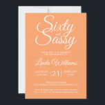 Invitation Tropical Orange 60 et Sassy 60th Birthday Party<br><div class="desc">Célébrez 60 ans de style avec ce design moderne de 60ème anniversaire en papaye tropicale orange, une invitation chic de 60ème anniversaire que vous pouvez simplement personnaliser et envoyer pour votre fête de soixantième anniversaire. Les mots soixante et sassy en blanc sont définis en utilisant un script élégant. Si vous...</div>