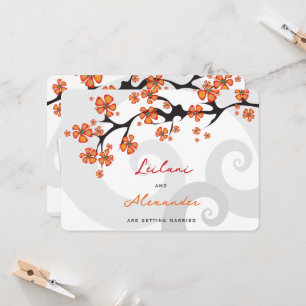 Invitation Tropical Orange Hibiscus Tourbillons Gris Faire Pa