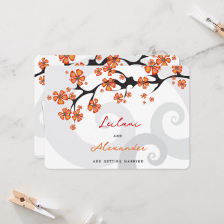 Invitation Tropical Orange Hibiscus Tourbillons Gris Faire Pa