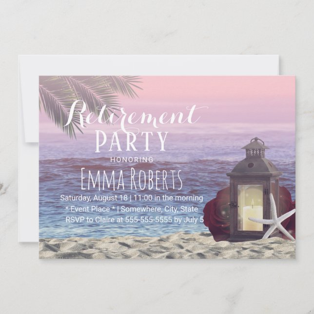 Invitation Tropical Palm Beach Starfish Lantern Retraite (Devant)
