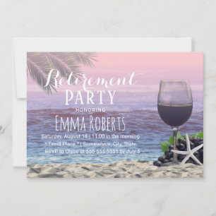 Invitation Tropical Palm Beach Wine Retirement Party