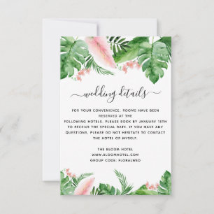 Invitation Tropical Palm Floral Aquarelle Détails du Mariage
