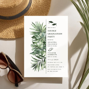 Invitation Tropical Palm Green Double Graduation Party