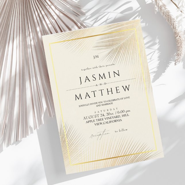 Invitation Tropical Palm Modern Wedding   (Créateur téléchargé)