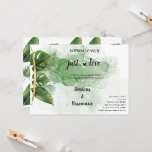 Invitation Tropical Palm Nothing Fancy just Love Elopement