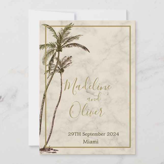 Invitation Tropical Palm Tree élégant Mariage rustique modern (Devant)