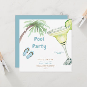 Invitation Tropical Palm Tree Margarita Pool Party