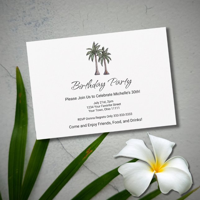 Invitation Tropical Palm Trees Beach 30th Birthday Party (Créateur téléchargé)