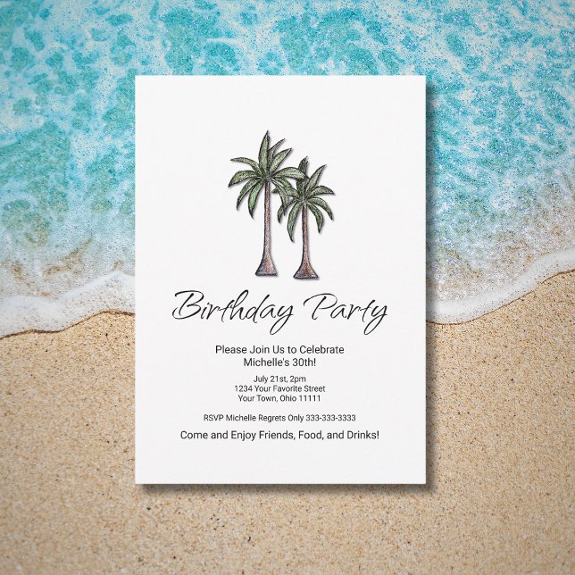 Invitation Tropical Palm Trees Elegant 30th Birthday Party (Créateur téléchargé)