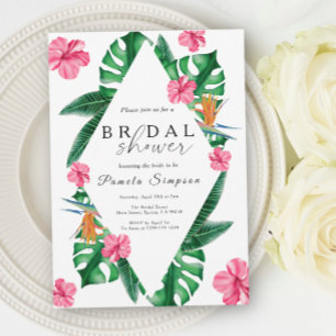 Invitation Tropical Palmier Aquarelle Géométrique Baby Shower