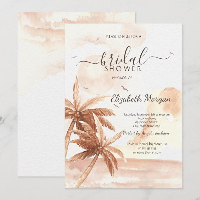 Invitation Tropical Palmiers Rustiques Baby Shower (Devant / Derrière)
