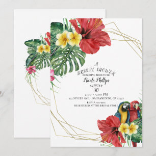 Invitation Tropical Paradise Birds Floral Fête de Mariage