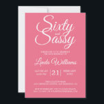 Invitation Tropical Pink 60 et Sassy 60th Birthday Party<br><div class="desc">Célébrez 60 ans de style avec ce design moderne de 60e anniversaire en rose tropicale, une invitation chic de 60e anniversaire que vous pouvez simplement personnaliser et envoyer pour votre fête de soixantième anniversaire. Les mots soixante et sassy en blanc sont définis en utilisant un script élégant. Si vous avez...</div>