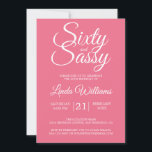 Invitation Tropical Pink 60 et Sassy 60th Birthday Party<br><div class="desc">Célébrez 60 ans de style avec ce design moderne de 60e anniversaire en rose tropicale, une invitation chic de 60e anniversaire que vous pouvez simplement personnaliser et envoyer pour votre fête de soixantième anniversaire. Les mots soixante et sassy en blanc sont définis en utilisant un script élégant. Si vous avez...</div>