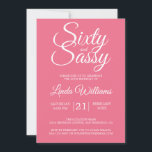 Invitation Tropical Pink 60 et Sassy 60th Birthday Party<br><div class="desc">Célébrez 60 ans de style avec ce design moderne de 60e anniversaire en rose tropicale, une invitation chic de 60e anniversaire que vous pouvez simplement personnaliser et envoyer pour votre fête de soixantième anniversaire. Les mots soixante et sassy en blanc sont définis en utilisant un script élégant. Si vous avez...</div>
