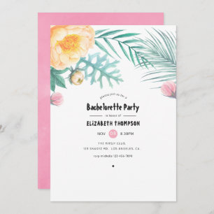 Invitation Tropical Pink and Mint Floral Bachelorette Party