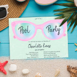 Invitation Tropical pool party holographic glasses Sweet 16 I<br><div class="desc">Modern pool party holographic glasses Sweet 16 with cute and chic trendy pink and holographic sunglasses on a light green water background,  the color can be changed. A fun and cool summer party invitation</div>