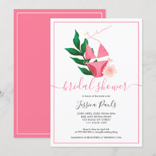 Invitation Tropical rose bikini fleuri d'été douche nuptiale