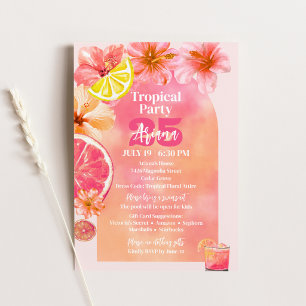 Invitation Tropical Rose Citron Coucher de Soleil Arche Anniv