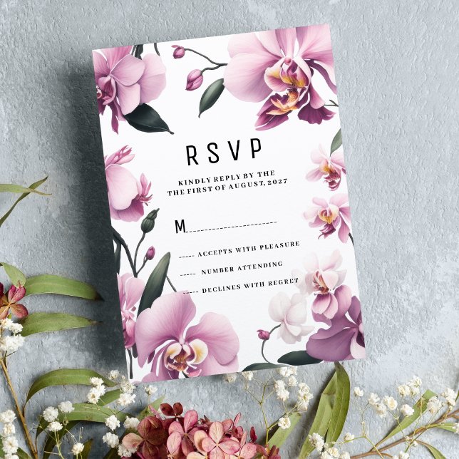 Invitation Tropical rose élégant orchidée floral RSVP (Tropical pink elegant orchid floral RSVP)