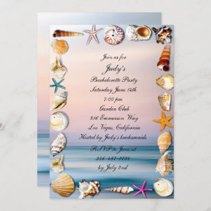 Invitation Tropical Sandy Beach & Seashell Bachelorette