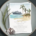 Invitation Tropical Seascape Beach Cruise Palm Wedding Invite<br><div class="desc">Pour toute autre personnalisation ou tout autre élément correspondant,  n'hésitez pas à me contacter à l'adresse yellowfebstudio@gmail.com</div>