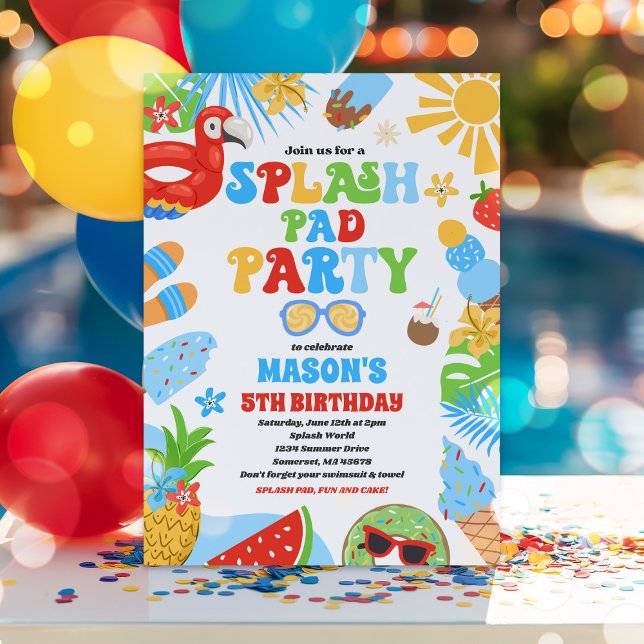 Invitation Tropical Splash Pad Fête d'été (Créateur téléchargé)