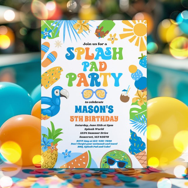 Invitation Tropical Splash Pad Fête d'été (Créateur téléchargé)